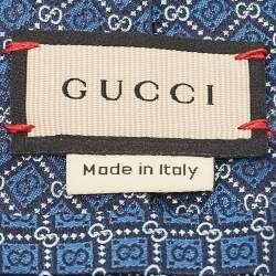 Gucci Blue GG Pattern Silk Tie 