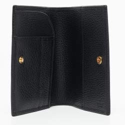Pre Owned Gucci Black Leather GG Marmont Passport Holder