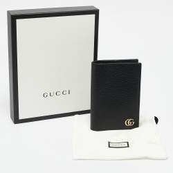 Pre Owned Gucci Black Leather GG Marmont Passport Holder