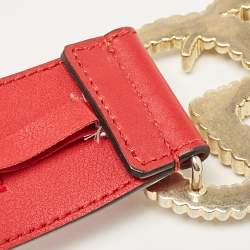 Gucci Red Leather Torchon GG Marmont Buckle Belt 80CM