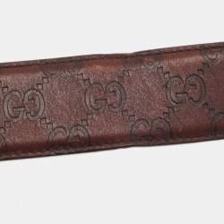 Pre Owned Gucci Burgundy Guccissima Leather Square Buckle Belt 85CM