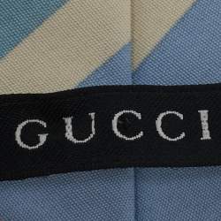 Gucci Blue Diagonal Striped Silk Slim Tie