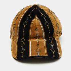 Pre Owned Gucci Black/Brown Chenille Print Velvet Baseball Hat XL