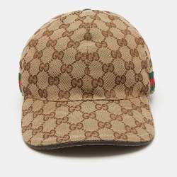 Pre Owned Gucci Beige GG Supreme Canvas Baseball Cap 