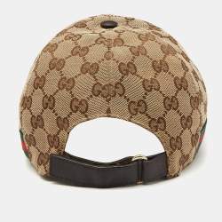 Pre Owned Gucci Beige GG Supreme Canvas Baseball Cap 