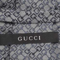 Gucci Blue Patterned Silk Standard Tie 