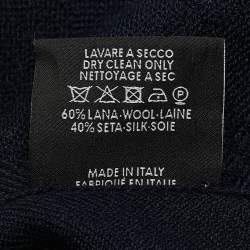Gucci Vintage Navy Blue Striped Wool & Silk Scarf