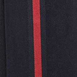 Gucci Vintage Navy Blue Striped Wool & Silk Scarf