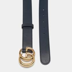 Gucci Navy Blue Leather GG Marmont Buckle Belt 90 CM