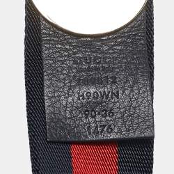 Gucci Navy Blue/Red Web Canvas D Ring Buckle Belt 90CM