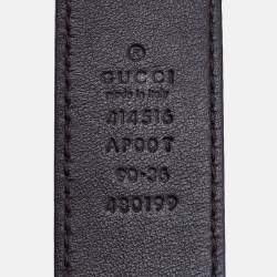 Pre Owned Gucci Dark Brown Leather GG Marmont Buckle Belt 90CM