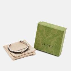 Gucci Interlocking GG Enamel Sterling Silver Cuff Bracelet 17