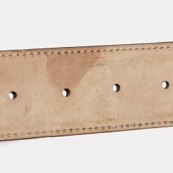 Pre Owned Gucci Brown Web Canvas and Leather Hysteria Round Buckle Belt 85CM