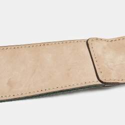 Pre Owned Gucci Brown Web Canvas and Leather Hysteria Round Buckle Belt 85CM