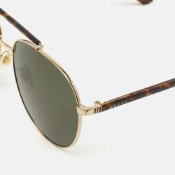 Gucci Brown Tortoise/Green GG0014S Polarized Aviator Sunglasses