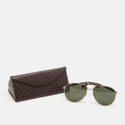 Gucci Brown Tortoise/Green GG0014S Polarized Aviator Sunglasses