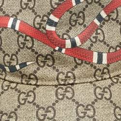 Gucci Beige Kingsnake Print Caoted Canvas and Mesh Baseball Cap 