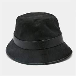 Gucci Black Logo Canvas & Leather Detail Bucket Hat L (59 cm)
