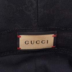 Gucci Black Logo Canvas & Leather Detail Bucket Hat L (59 cm)