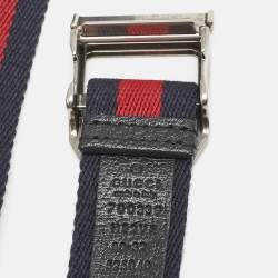 Gucci Navy Blue/Red Web Detail Canvas Belt 80 CM