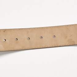 Gucci Brown Leather and Web Canvas GG Marmont Buckle Belt 85 CM