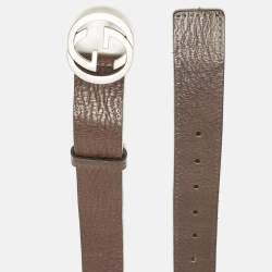 Gucci Brown Leather Interlocking G Buckle Belt 115 CM