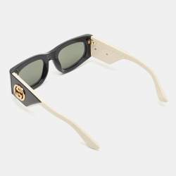 Pre Owned Gucci Black/White GG1664S Interlocking G Rectangular Sunglasses