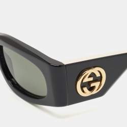 Pre Owned Gucci Black/White GG1664S Interlocking G Rectangular Sunglasses