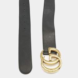 Gucci Black Leather Double G Buckle Belt 85CM