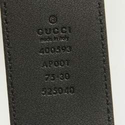 Gucci Black Leather GG Marmont Buckle Belt 75CM