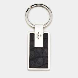 Gucci Leather Silver Tone Key Chain