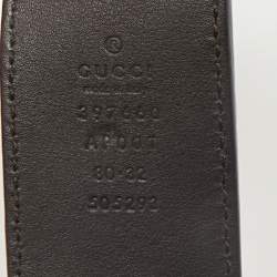 Gucci Dark Brown Leather GG Marmont Buckle Belt 80CM
