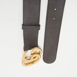 Gucci Dark Brown Leather GG Marmont Buckle Belt 80CM