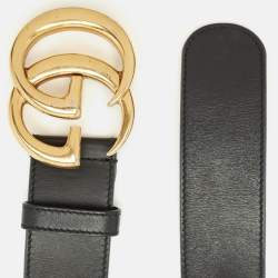 Gucci Black Leather GG Marmont Buckle Belt 70CM