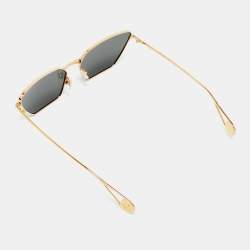 Pre Owned Gucci Black/Gold Tone GG0538S Rectangular Sunglasses