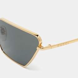 Pre Owned Gucci Black/Gold Tone GG0538S Rectangular Sunglasses