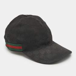 Gucci Black Web Detail GG Canvas Baseball Cap S