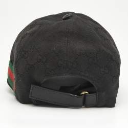 Gucci Black Web Detail GG Canvas Baseball Cap S
