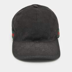 Gucci Black Web Detail GG Canvas Baseball Cap S