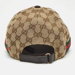 Gucci Beige Original GG Canvas Web Detail Baseball Cap S