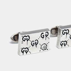 Pre Owned Gucci Ghost Silver 925 Rectangular Cufflinks 