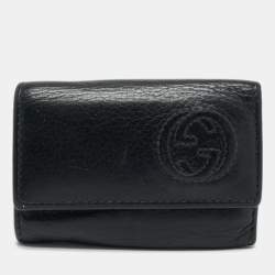 Gucci Black Leather Interlocking G Key Holder