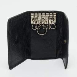 Gucci Black Leather Interlocking G Key Holder