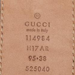 Pre Owned Gucci Black Leather and Web Canvas Interlocking G Buckle Belt 95 CM