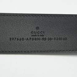 Pre Owned Gucci Black Leather GG Marmont Buckle Belt 95 CM