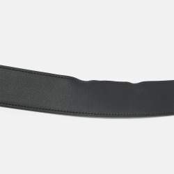 Pre Owned Gucci Black Leather Interlocking G Buckle Belt 90 CM