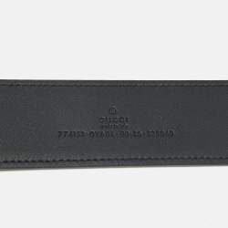 Pre Owned Gucci Black Leather Interlocking G Buckle Belt 90 CM