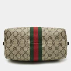 Pre Owned Gucci Beige/Brown GG Supreme Canvas and Leather Medium Savoy Toiletry Case