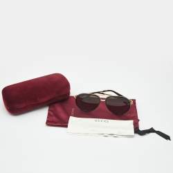 مملوكة مسبقًا Gucci Black/Gold GG0982S Aviator Sunglasses