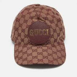 Pre Owned Gucci Burgundy GG Supreme Canvas Baseball Cap L